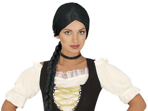 Black plaited wig - 1 szt.