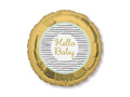 Balon foliowy Hello Baby na Baby Shower złoty - 43 cm - 1 szt.