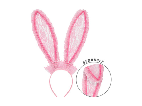 Różowe koronkowe uszy królika