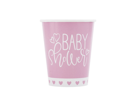 Pink cups for Baby Shower - 270 ml - 8 pcs.