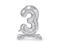 Foil balloon standing number 3 silver - 70 cm
