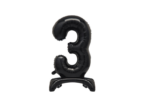 Foil balloon standing number 3 black - 76 cm - 1pc.
