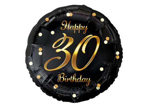 Foil balloon for thirtieth birthday with gold print - 45 cm - 1 pc.