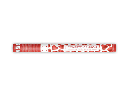 Confetti cannon with hearts, red, 60cm, 4 pc