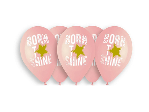 Born to shine pink latex balloons - 33 cm - 5 pcs.