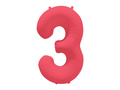 Balon foliowy cyfra 3 neonowy czerwony - 86 cm - 1 szt.