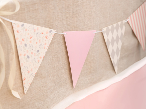 Baner flagi na roczek - różowy - 190x17cm - 1 szt.