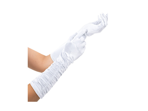 Rękawiczki karnawałowe białe długie - 42 cm