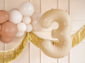 Number 3 Beige Foil Balloon - 72 cm - 1 pc