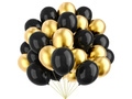 Set of latex balloons black and gold - large - 100 pcs.