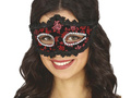 Maska karnawałowa czarna z różami - 1 szt.