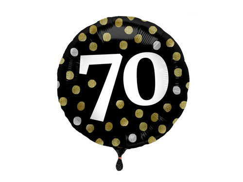 Balon foliowy na siedemdziesiątkę czarny - 45 cm - 1 szt.
