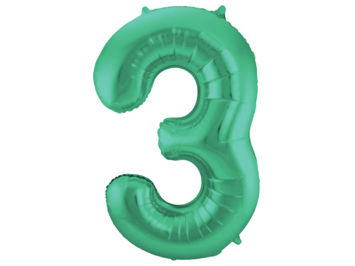 Number 3 Matte Green Foil Balloon - 86 cm - 1 pc