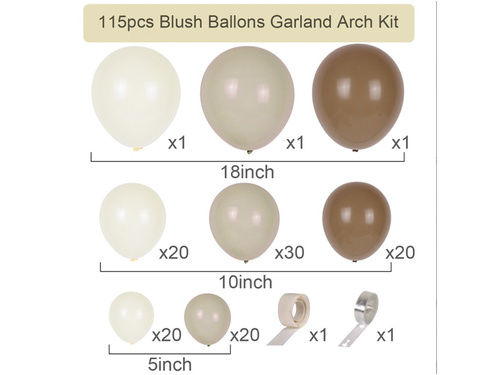 Set of balloons for balloon garland beige - 115 pcs.