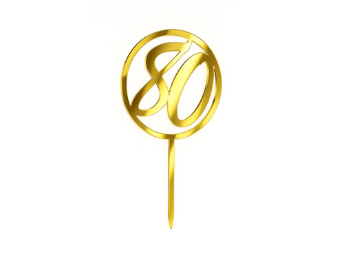 Gold mirrored plexiglass topper for 80th birthday cake