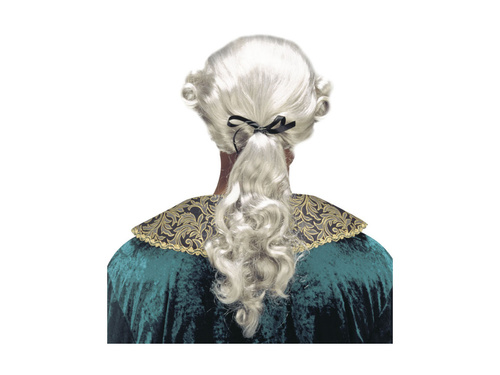 Peruka kolonialna siwa z kucykiem