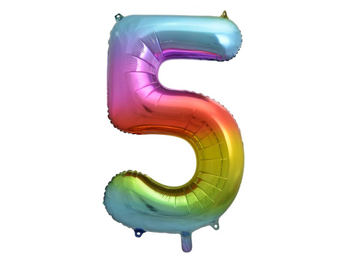 Foil balloon number 5 rainbow - 85 cm - 1 pc.