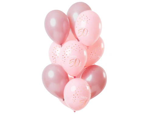 Set of Happy 50th balloons pink - 30 cm - 12 pcs.