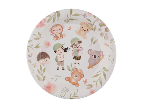 Talerzyki papierowe na Baby Shower Zwierzątka - 22,5 cm - 10 szt.