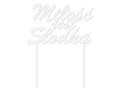 Topper z pleksi biały na tort Miłość jest Słodka - 15 cm