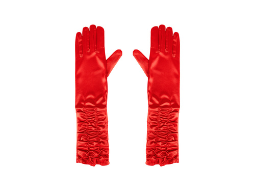 Rękawiczki karnawałowe czerwone długie - 42 cm