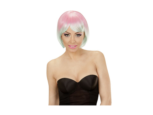 Różowo-turkusowa peruka Fashion melanż