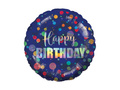 Balon foliowy Happy Birthday Kropki - 43 cm - 1 szt.