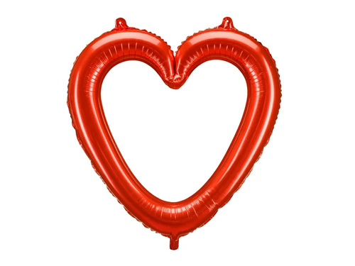 Balon foliowy Serce czerwone ramka do zdjęć - 73 x 72 cm - 1 szt.
