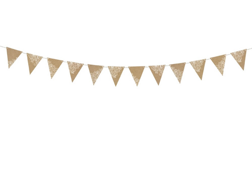 Brown flags banner with white printing - 210 cm - 1 pc.