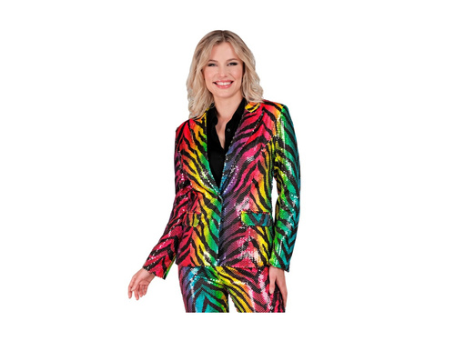 Imprezowa marynarka Party Fashion - tęczowy motyw tygrysa