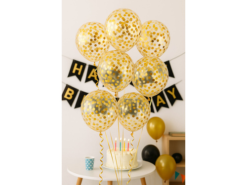 Clear Latex Balloons with confetti - 30 cm - 5 pcs