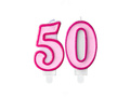 Number candles "50", pink, 2 pc