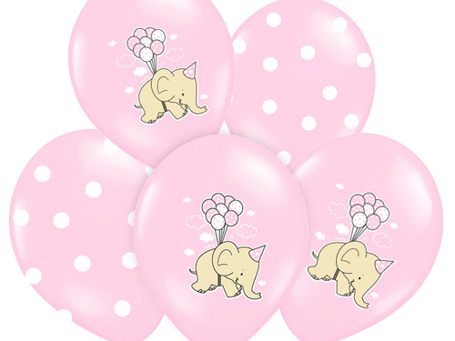 Printed balloons for girls "Elephant" - 30 cm - 50 pcs.