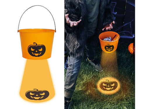 Wiaderko świetlne z dynią na Halloween - 1 szt.