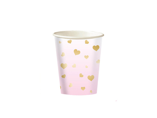 Ombre pink paper cups - 250 ml - 8 pcs.