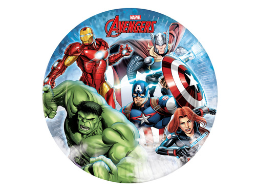 Talerzyki papierowe na urodziny Avengers - 23 cm - 8 szt.