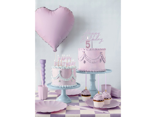 Topper na tort Happy Birthday fioletowy - 16,5 x 18 cm - 1 szt.