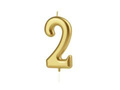 Gold number candle - 2 - 1 piece.