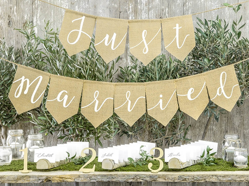 Baner Just Married - jutowy - 185 cm - 1 szt.