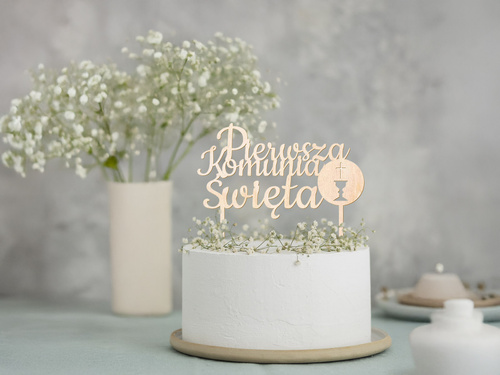 Cake topper First Communion, wooden - 1 pc
