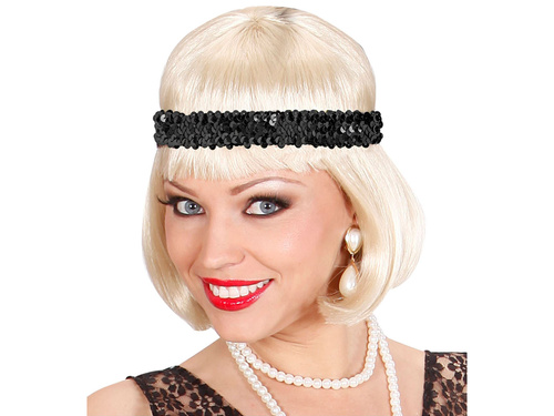 Black Headband Retro with plume - 1 pc