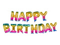 Balon foliowy girlanda Happy Birthday tęczowa - 8 m - 1 komplet