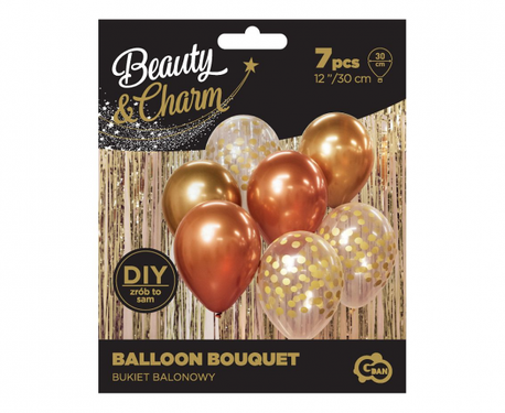 Set of gold-copper balloons - 30 cm - 7 pcs.