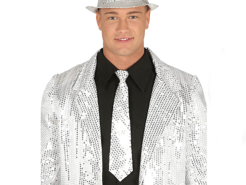 Silver sequin tie