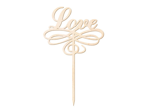 Love wooden cake topper - 15 cm