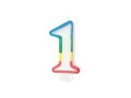 Number candle with colored border number 1 - 8,5 cm - 1 pcs.