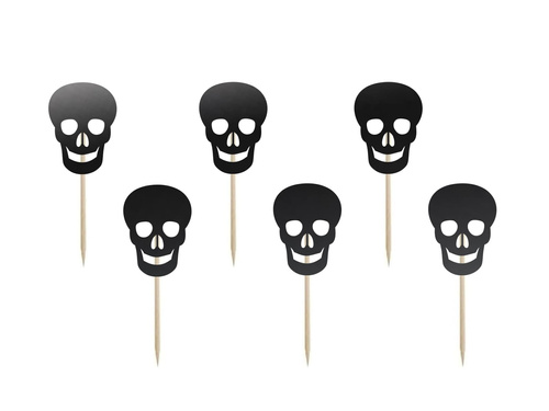 Halloween Skulls muffin pickers - 6 pcs.