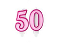 Świeczki cyferki różowe - 50 - pięćdziesiątka - 2 szt.