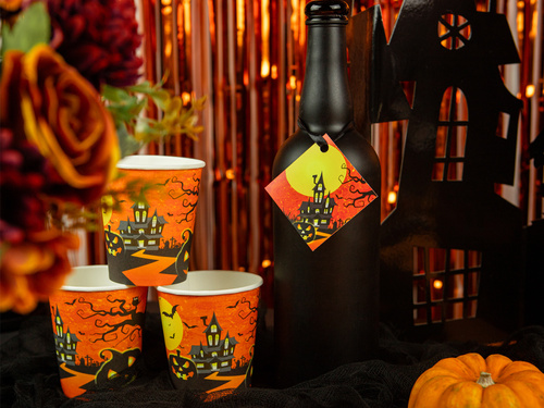 Kubeczki papierowe na Halloween Nawiedzony Dom - 250 ml - 6 szt.