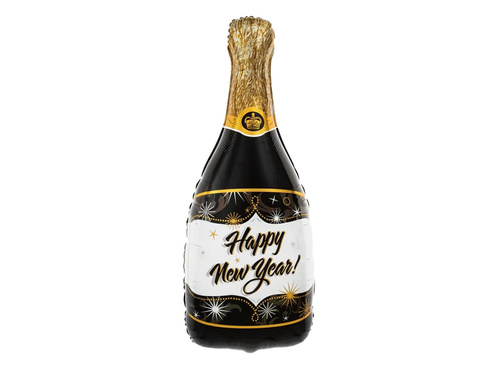 Happy New Year champagne bottle foil balloon - 49 x 100 cm